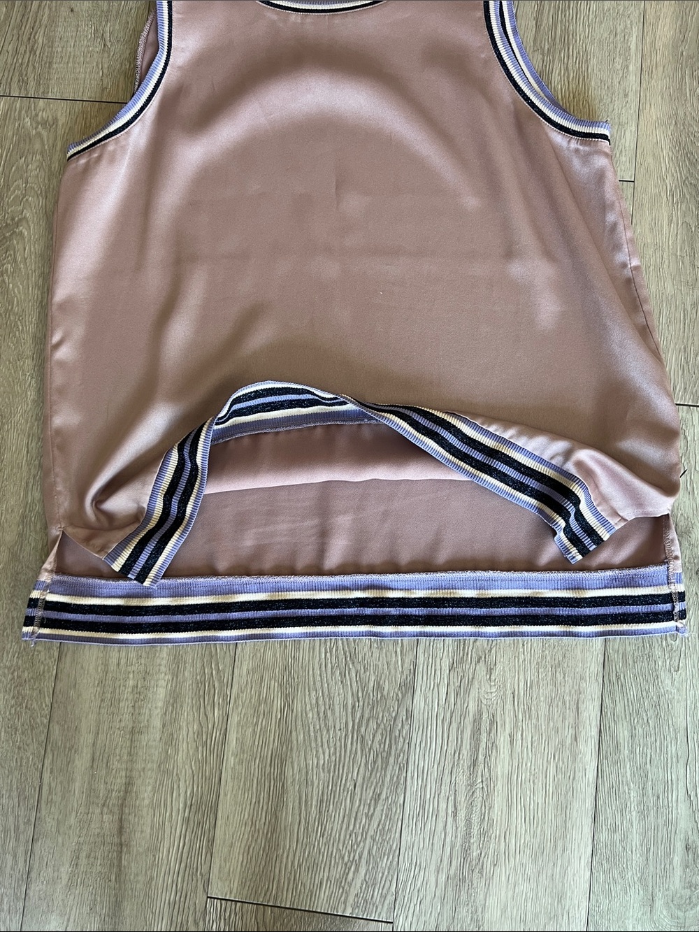Scotch & Soda Field of Stars Pink Satin Varsity Top Sleeveless Metallic Trim L - Picture 8 of 13